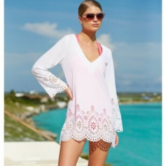 NWT Kenneth Cole White Laser Cut Swimsuit Cover Up - Picture 1 of 4